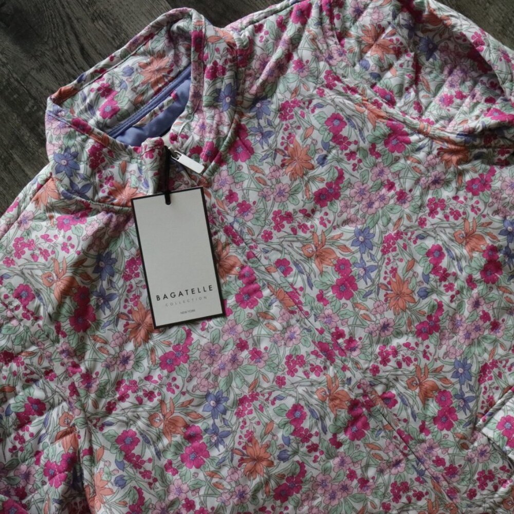 NWT Bagatelle Prism Stem Floral Printed Quilted Jacket Size Medium. Size Large. - Picture 6 of 12